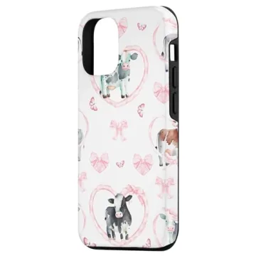 iPhone 15 Cute Bow Cows Case - Stylish Protection for Your Phone