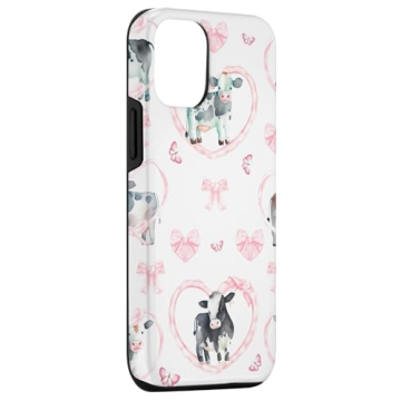 iPhone 15 Cute Bow Cows Case - Stylish Protection for Your Phone