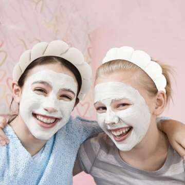 WHAVEL 6PCS Terry Cloth Spa Headband and Wristband Set, Makeup Headband Puffy Sponge Headband Face Wash Headband Hair Band Wrist Towels for Washing Face Women Girls (Beige, Light Coffee)