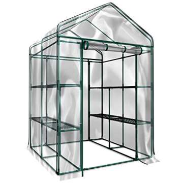 Home-Complete 514537FXW Walk-in Greenhouse-Indoor Outdoor with 8 Sturdy Shelves-Grow Plants, Seedlings, Herbs, or Flowers in Any Season-Gardening Rack, Green