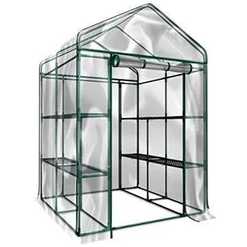 Home-Complete 514537FXW Walk-in Greenhouse-Indoor Outdoor with 8 Sturdy Shelves-Grow Plants, Seedlings, Herbs, or Flowers in Any Season-Gardening Rack, Green