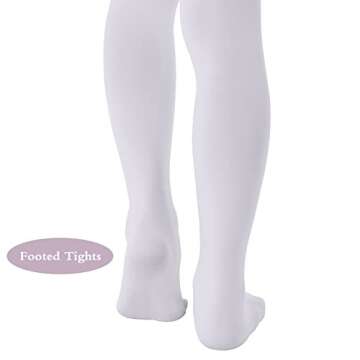 MANZI 3 Pairs Women's Footed Ballet Dance Tights 40 Denier White XXL
