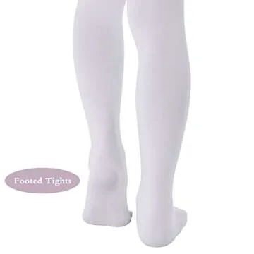 MANZI 3 Pairs Women's Footed Ballet Dance Tights 40 Denier White XXL