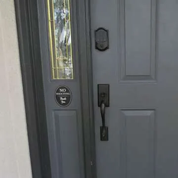 All Hung Up 4" x 5" No Soliciting Sign for House, 3M Self-Adhesive for Door,Window,Wall, Durable Quality Finished Aluminum Metal Surface, Home,Business,Office, Thank You, Black Oval