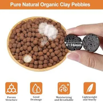 Riare 10 LBS Organic Expanded Clay Pebbles for Plants- 4mm-16mm Natural Leca Balls Lightweight Hydro...