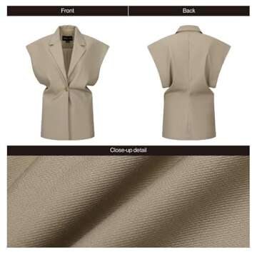URBAN REVIVO Womens Sleeveless Blazer Vest V Neck Summer Casual Waistcoat Lapel Collar Button Up Top...