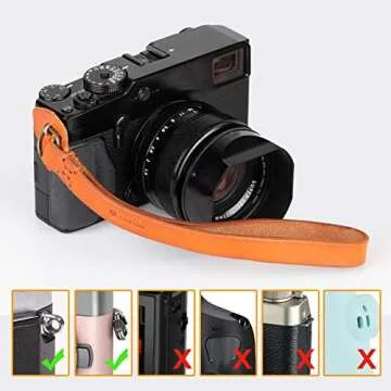TARION Camera Strap Leather Camera Wrist Strap Camera Hand Grip L6