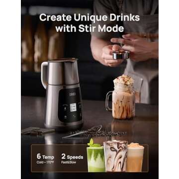 Dreo BaristaMaker Milk Frother, All-in-1, 15oz/450ml Hot/Cold Electric Foam Frother for Coffee, Latte Art Microfoam, Automatic Milk Warmer, Dairy/Plant-Based Milk, 30+ Drinks, Dishwasher Safe