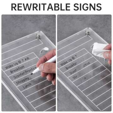 NiHome Acrylic Magnetic to Do List Planning Board with Sliders & Desktop Stand, Multi-Functional Chore Chart for Kids & Adults, Checklist Routine Chart Task Board with Marker for Fridge & Desk, Clear