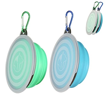 SLSON Collapsible Pet Bowls with Lids - 2 Pack Travel Set