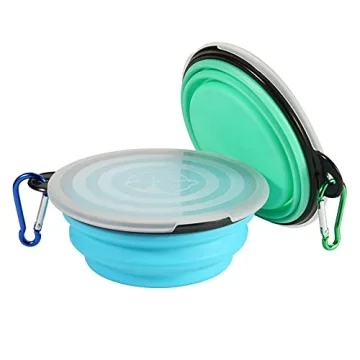 Portable Collapsible Pet Bowls with Covers - 2 Pack