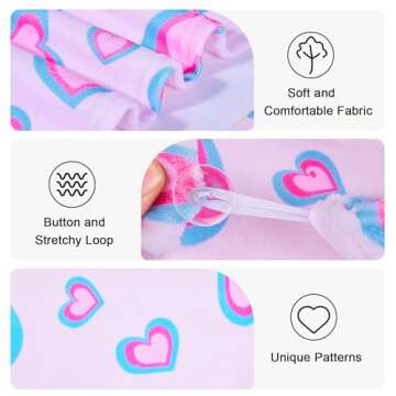 Basumee Microfiber Hair Towel Wrap for Kids 2 Pack Rapid Drying Hair Towel with Button Hair Turbans for Wet Hair Wraps Head Towel Wrap for Women and Girls, Pink Green Hearts