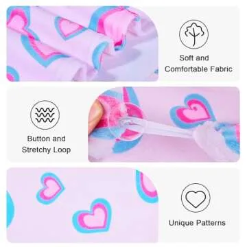 Basumee Microfiber Hair Towel Wrap for Kids 2 Pack Rapid Drying Hair Towel with Button Hair Turbans for Wet Hair Wraps Head Towel Wrap for Women and Girls, Pink Green Hearts