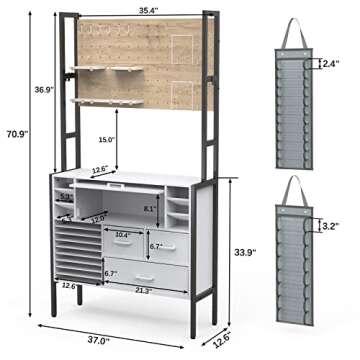 GDLF Organization and Storage Cabinet Compatible with Cricut Machines, Accessories Organizer Craft Cabinet with Pegboard, Vinyl Holders Large Craft Room Furniture 37" W x 12.6" D x 70.9" H