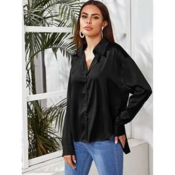 Stylish MakeMeChic Women's Satin Silk Blouse - Versatile & Elegant