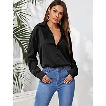 Stylish MakeMeChic Women's Satin Silk Blouse - Versatile & Elegant