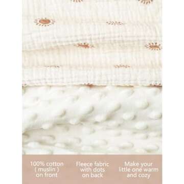 Konssy Baby Blankets - Soft Muslin Cotton & Fleece Warmth