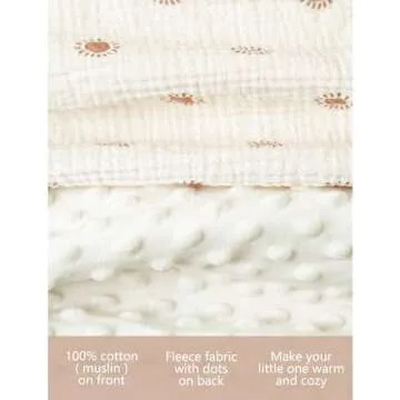 Konssy Baby Blankets - Soft Muslin Cotton & Fleece Warmth