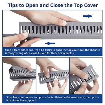 2x2in Server Rack Cable Management, 6.6FT (2 x L3.3FT) Cable Duct Cable Raceway Kit, Electrically Safe PVC for Network Cable Management, Open Slot Wire Raceway for Computer Under Desk, Wire Duct Grey