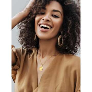 U7 A-Z 26 Letters Pendant Men Womens Fashion Jewelry 18K Gold Plated Square Pendants Capital Initial Necklace (K)