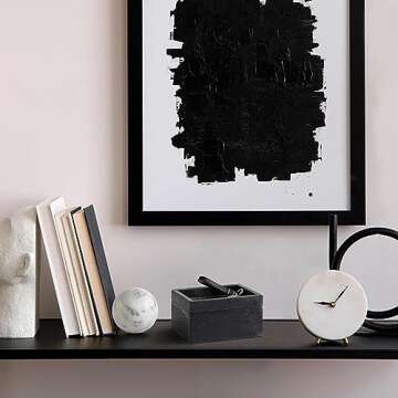 47th & Main Modern Sphere Sculpture Decorative Marble Ball for Table or Shelf Décor, 4" Diameter, White