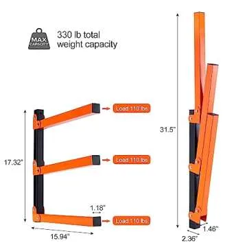 Ultrawall Wall Mount Wood Organizer and Lumber Storage Metal Rack with 3-Level - Indoor & Outdoor Use, 4 Pack