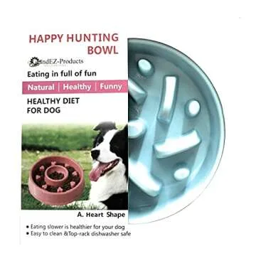 GrandEZ-Slow Feeder Dog Bowl Fan Shape Reduced Speed of Eating with Great Health Benefits for Small, Medium and Large Dogs (Blue)