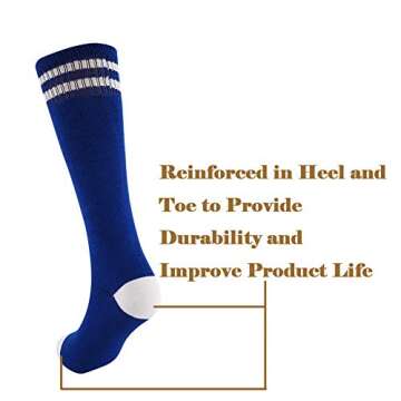 4 Pairs SocksDiary Knee High Socks for Kids, Cotton Soccer Socks for Boys, Girls, Toddlers