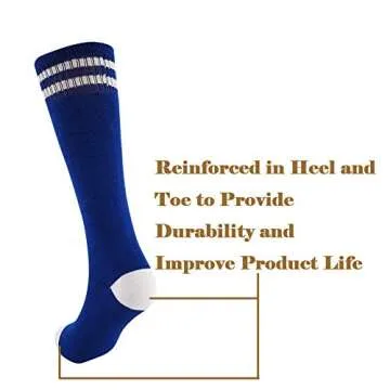 4 Pairs SocksDiary Knee High Socks for Kids, Cotton Soccer Socks for Boys, Girls, Toddlers