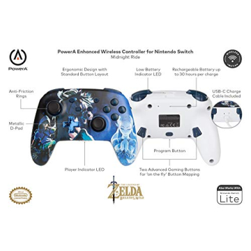 PowerA Wireless Controller Switch Zelda Midnight Ride