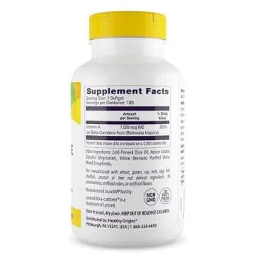 Healthy Origins Beta-Carotene 25,000 IU for Immune Support