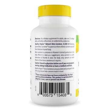 Healthy Origins Beta-Carotene 25,000 IU for Immune Support