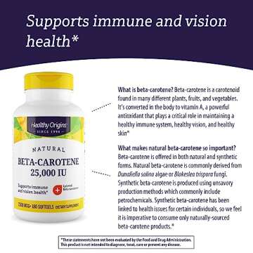 Healthy Origins Beta-Carotene 25,000 IU for Immune Support