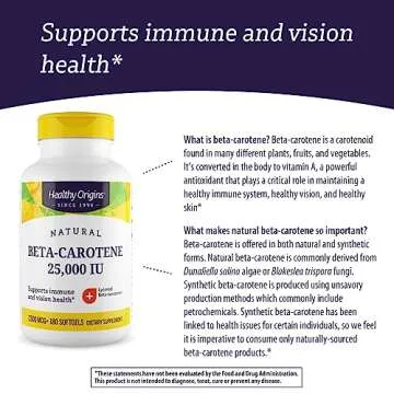 Healthy Origins Beta-Carotene 25,000 IU for Immune Support