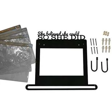 Race Bib and Medal Display - "She Believed She Could So She Did" Hanging and Race Medal Hanger (solid metal)