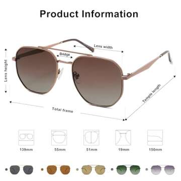 SOJOS Classic Square Aviator Sunglasses for Women Men Retro Hexagon UV400 Protection Shades SJ1222, Brown/Gradient Brown