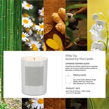 ESNA HOME White Tea Aromatherapy Candle | Elegant Gift Idea
