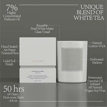 ESNA HOME White Tea Aromatherapy Candle | Elegant Gift Idea