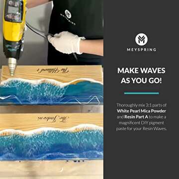 MEYSPRING White Pearl Mica Powder - 50g - White Resin Pigment - White Mica Powder for Epoxy Resin Art - White Epoxy Pigment and UV Resin Dye - Mica Powder for Epoxy Resin - Resin Powder Pigment