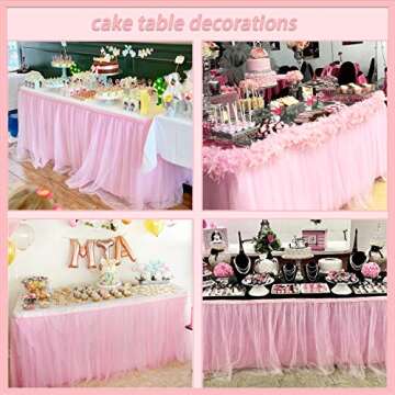 6ft Pink Tulle Table Skirt for Parties and Events