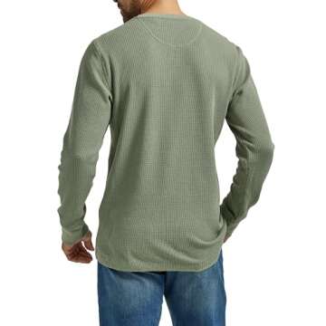 Wrangler Authentics Men's Long Sleeve Waffle Henley - Casual Comfort in Sea Spray