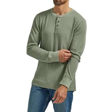 Wrangler Authentics Men's Long Sleeve Waffle Henley Seaside