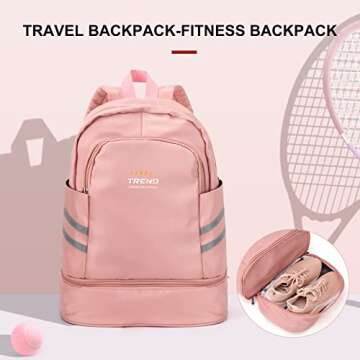 Gym Backpack for Women with Shoes Compartment & Wet Pocket, Large Travel Backpack Waterproof, Sports...