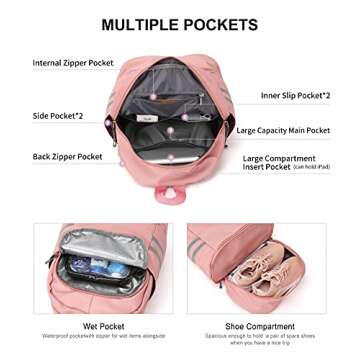 Gym Backpack for Women with Shoes Compartment & Wet Pocket, Large Travel Backpack Waterproof, Sports Backpack Gym Bag