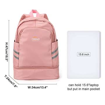 Gym Backpack for Women with Shoes Compartment & Wet Pocket, Large Travel Backpack Waterproof, Sports Backpack Gym Bag