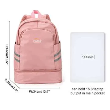 Gym Backpack for Women with Shoes Compartment & Wet Pocket, Large Travel Backpack Waterproof, Sports Backpack Gym Bag