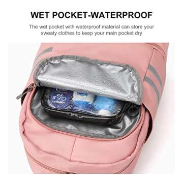 Gym Backpack for Women with Shoes Compartment & Wet Pocket, Large Travel Backpack Waterproof, Sports Backpack Gym Bag