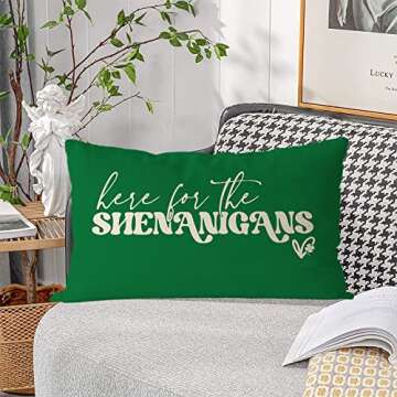 GAGEC St Patricks Day Pillow Covers 12x20 Inch Here for The Shenanigans Throw Pillows Green Home Sofa Decor Pillowcase Happy St. Patrick's Day Pillows Decoration Cushion Cases
