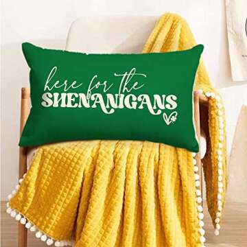 GAGEC St Patricks Day Pillow Covers 12x20 Inch Here for The Shenanigans Throw Pillows Green Home Sofa Decor Pillowcase Happy St. Patrick's Day Pillows Decoration Cushion Cases