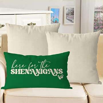 GAGEC St Patricks Day Pillow Covers 12x20 Inch Here for The Shenanigans Throw Pillows Green Home Sofa Decor Pillowcase Happy St. Patrick's Day Pillows Decoration Cushion Cases